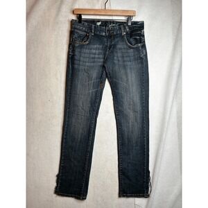 Fox Racing Womens Boyfriend Fit Jeans Dark Wash Denim Size 9 Waist 33 Inseam 33
